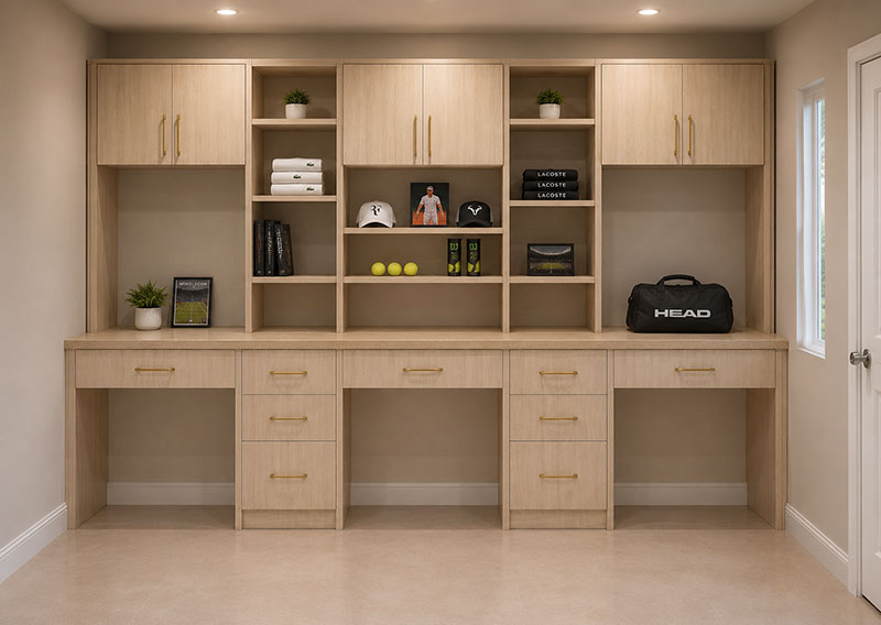 Custom built-in storage cabinetry for a commercial space